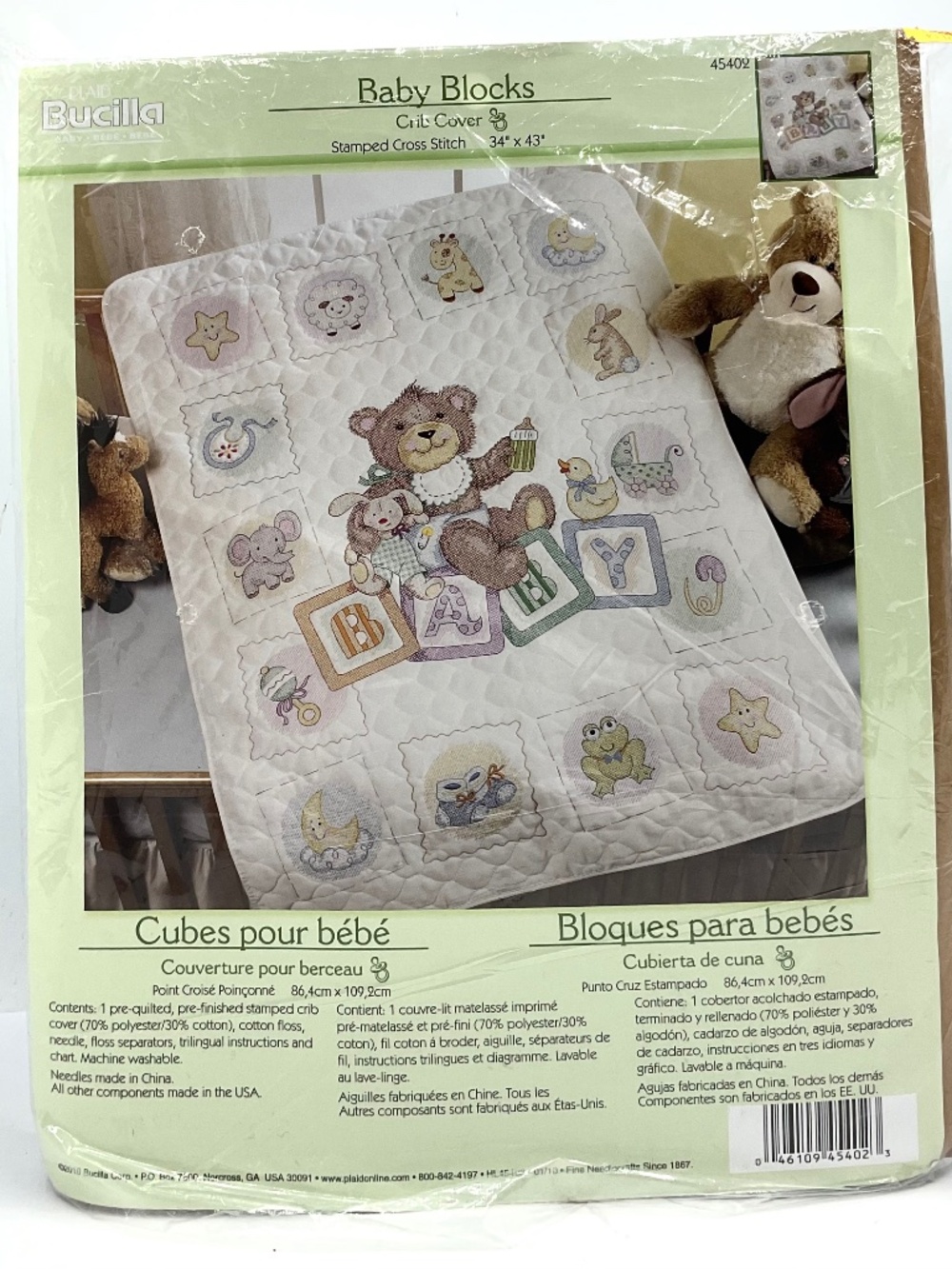 Bucilla kit #45402  BABY BLOCKS Crib Cover